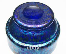 Beautiful Signed Iridescent LOETZ Blue Cobalt PAPILLON Art Glass Vase ca. 1900's