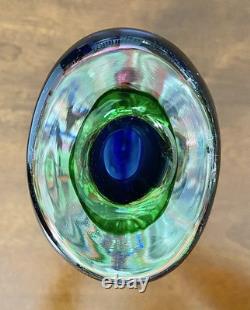 Beautiful Vintage 9 Sommerso Murano Art Cobalt Blue And Green Glass Vase