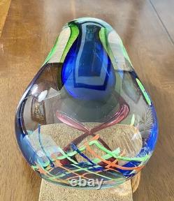 Beautiful Vintage 9 Sommerso Murano Art Cobalt Blue And Green Glass Vase