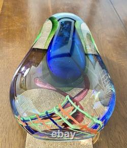 Beautiful Vintage 9 Sommerso Murano Art Cobalt Blue And Green Glass Vase