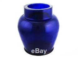 Beautiful Vintage Chinese Heavy Cobalt Blue Chinese Peking Glass Vase Hand Made