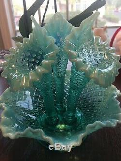 Beautiful Vintage Fenton Art Glass Persian Blue Epergne