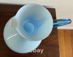 Beautiful Vintage Italian Blue Glass Vase/ewer from Empoli, 1960s