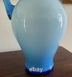 Beautiful Vintage Italian Blue Glass Vase/ewer from Empoli, 1960s