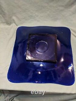 Beautiful Vintage MCM 17 Cobalt Blue Glass Decorative Platter