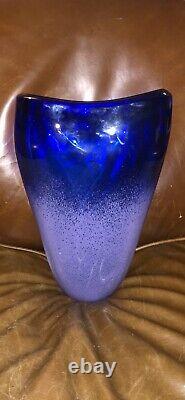 Beautiful blue art glass, vase sculpture Ziemba