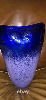 Beautiful blue art glass, vase sculpture Ziemba