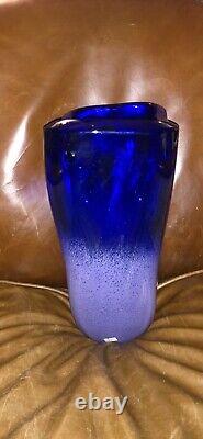 Beautiful blue art glass, vase sculpture Ziemba