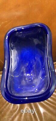 Beautiful blue art glass, vase sculpture Ziemba