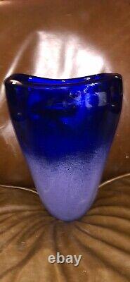 Beautiful blue art glass, vase sculpture Ziemba