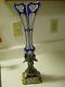 Biedermeier Period Blue Cut to White to Clear Vase with Ornate Silver Base