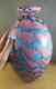 Big Heavy 11.5X6.5 MURANO Blown Blue Pink Swirl Art Glass Vase New Stable RARE