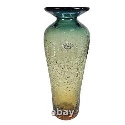 Blenko #8310s Desert Green Vase WithCrackle Finish Don Shepard 10