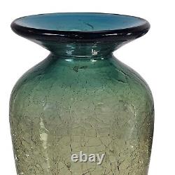 Blenko #8310s Desert Green Vase WithCrackle Finish Don Shepard 10