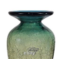 Blenko #8310s Desert Green Vase WithCrackle Finish Don Shepard 10