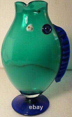 Blenko American Glass Fish Vase Blue And Green