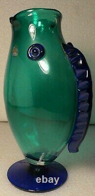 Blenko American Glass Fish Vase Blue And Green