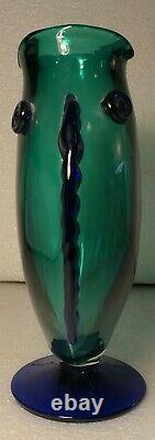 Blenko American Glass Fish Vase Blue And Green