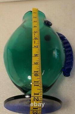 Blenko American Glass Fish Vase Blue And Green