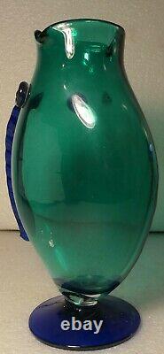 Blenko American Glass Fish Vase Blue And Green