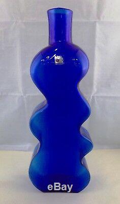 Blenko Art Glass Cobalt Vase 15-1/2 Tall