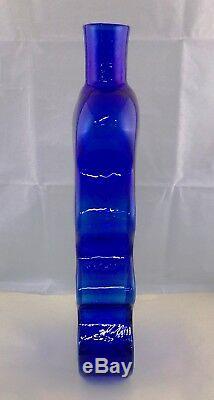 Blenko Art Glass Cobalt Vase 15-1/2 Tall