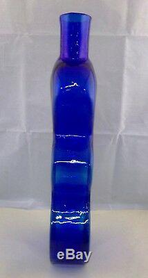 Blenko Art Glass Cobalt Vase 15-1/2 Tall