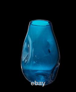 Blenko Art glass 921-M Turquoise Blue Vase by Winslow Anderson 1963 Mid Century