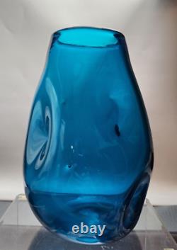 Blenko Art glass 921-M Turquoise Blue Vase by Winslow Anderson 1963 Mid Century