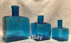 Blenko Block Vase Turquoise- Set of 3