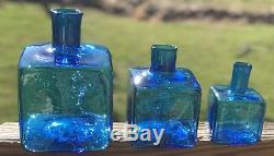 Blenko Block Vase Turquoise- Set of 3