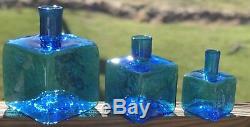 Blenko Block Vase Turquoise- Set of 3