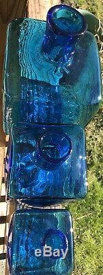 Blenko Block Vase Turquoise- Set of 3