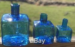 Blenko Block Vase Turquoise- Set of 3