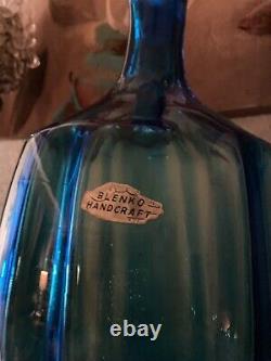 Blenko Cobalt Blue Glass Vase Bottle