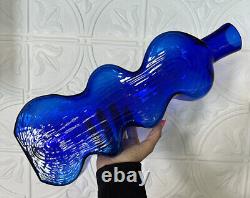 Blenko Cobalt Blue Puzzle Wiggle Vase Hank Adams