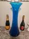 Blenko Floor Vase #6928 Twisted Optic Turquoise 1969 Joel Myers 20 Blue HUGE