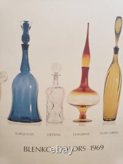 Blenko Floor Vase #6928 Twisted Optic Turquoise 1969 Joel Myers 20 Blue HUGE