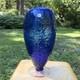 Blenko Glass 9823-L Textured Vase 14.5 by Matt Carter 1998 Cobalt Blue