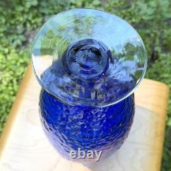 Blenko Glass 9823-L Textured Vase 14.5 by Matt Carter 1998 Cobalt Blue