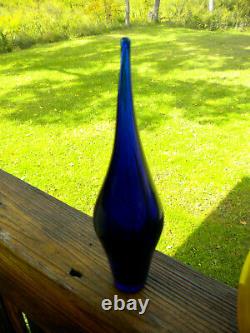 Blenko Glass Paw Paw Cobalt Swirl Wide Bottom Decanter