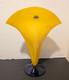 Blenko Glass Vase Fan Shape Signed Labeled Richard Blenko 2000 Yellow Blue 12 T