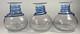 Blenko Glass Vase Set Blue Spiral Clear Crackle Flower Vintage Handmade 7in