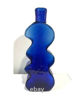 Blenko Glass Vase Wiggle Puzzle Piece Bottle #8904 By Hank Adams