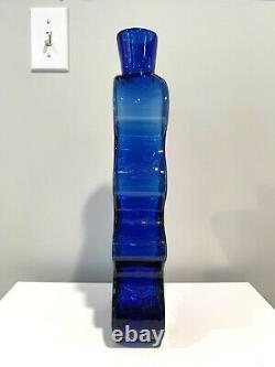Blenko Glass Vase Wiggle Puzzle Piece Bottle #8904 By Hank Adams