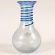 Blenko Handcraft Crackle Glass Decanter Vase Cobalt Blue Coil Wrap Vintage USA