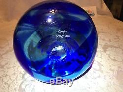 Blenko Huge Experimental Floor Vase Cobalt Swirl