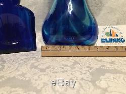 Blenko Huge Experimental Floor Vase Cobalt Swirl