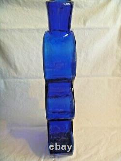 Blenko Sapphire Blue 15 3/4 Puzzle / Wiggle Vase #8904 Hank Adams Design