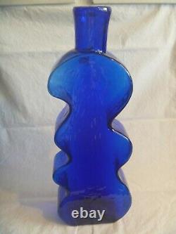 Blenko Sapphire Blue 15 3/4 Puzzle / Wiggle Vase #8904 Hank Adams Design